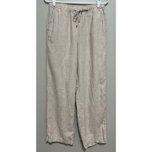 Rails 100% Linen Pants Elastic Waist Beige Small Wide Leg Coastal Beach